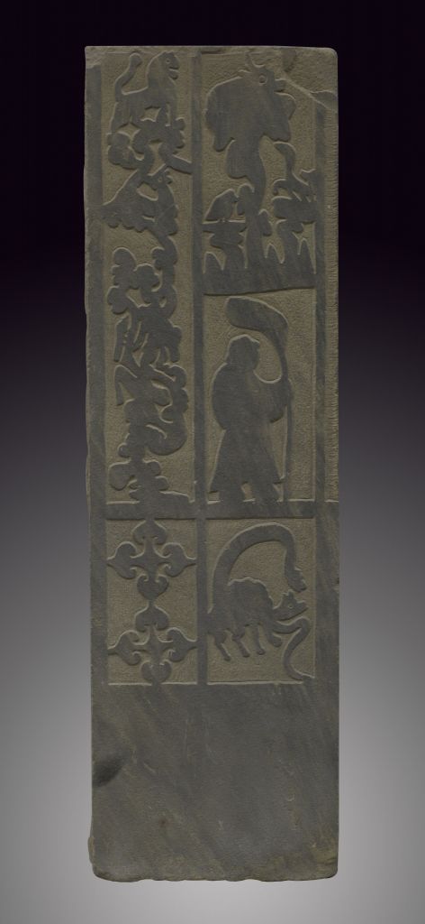 图片[1]-Portrait stone of doorpost in the picture of door official (right side)-China Archive